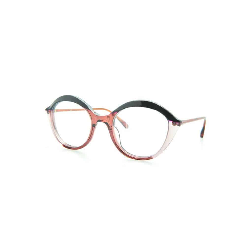 Photograph of chic eyewear with peach-fuzz accents; Lanctôt Optical's Kaleos Spencer.