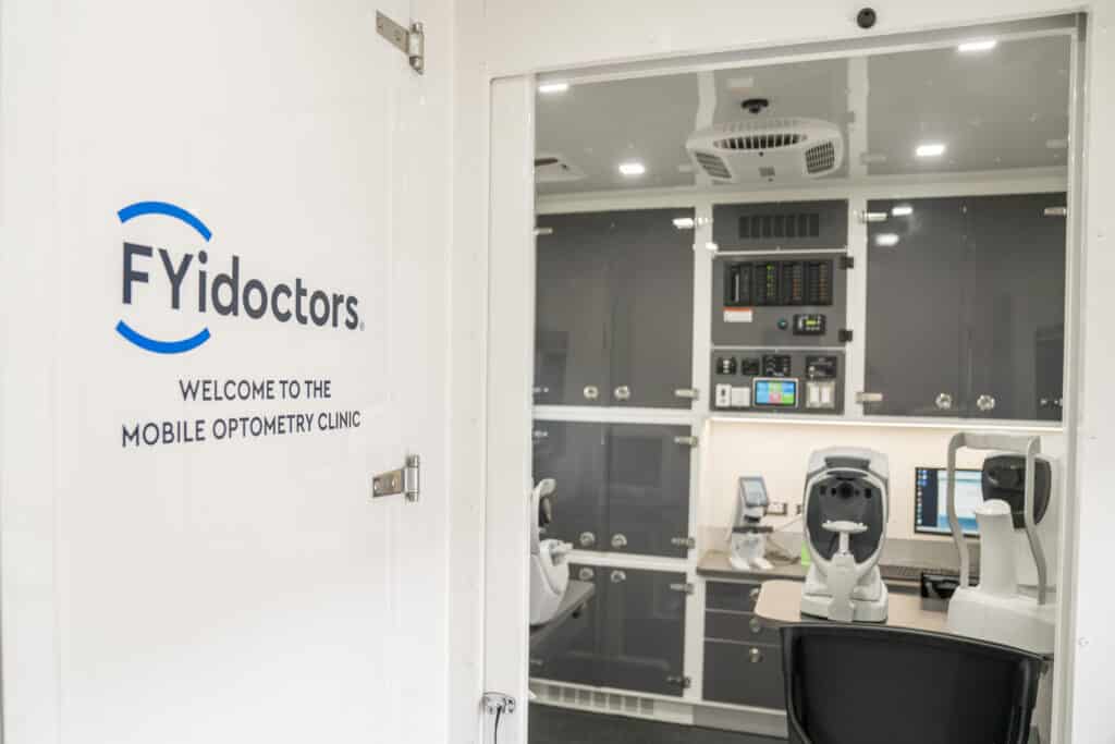 FYidoctors mobile clinic - inside the truck with sign