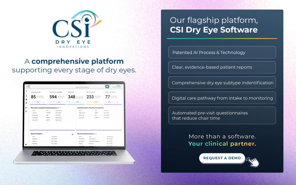 CSI Dry Eye innovations software interface