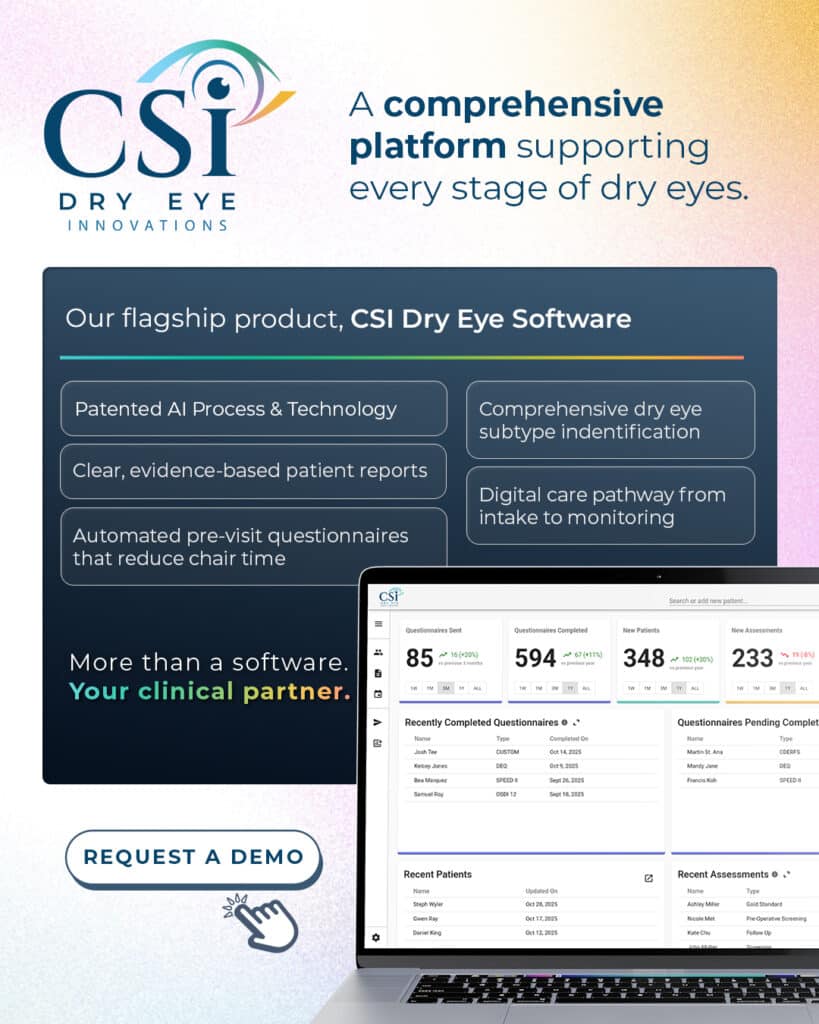 CSI Dry Eye innovations software interface request demo