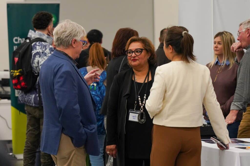 Seneca trade show Feb 2026 Shan Khan David Pietrobon talking