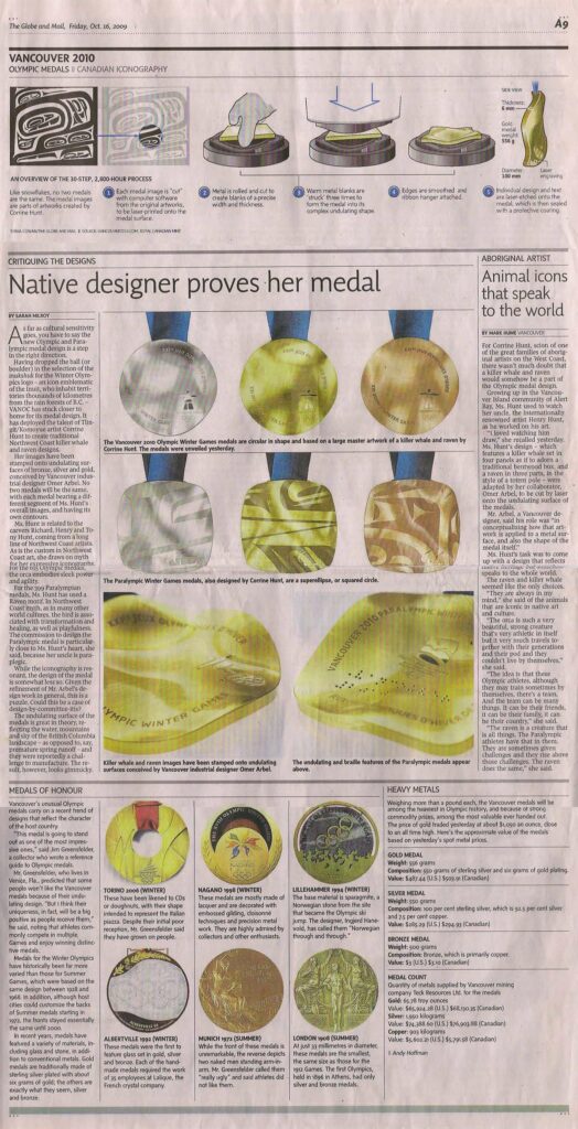 AYA globe and mail-oct16-2009 Olympic medals Corrine Hunt